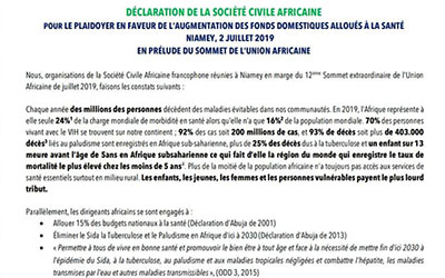 Déclaration De La Société Civile Africaine