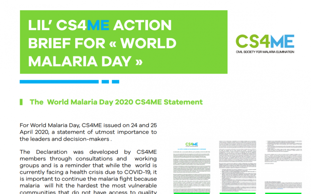 NEWSLETTER : Discover our CS4ME actions for World Malaria Day
