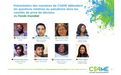 Augmentation des voix du paludisme dans les zones endémiques : Les membres de CS4ME sélectionnés dans les espaces décisionnels clés au niveau mondial !